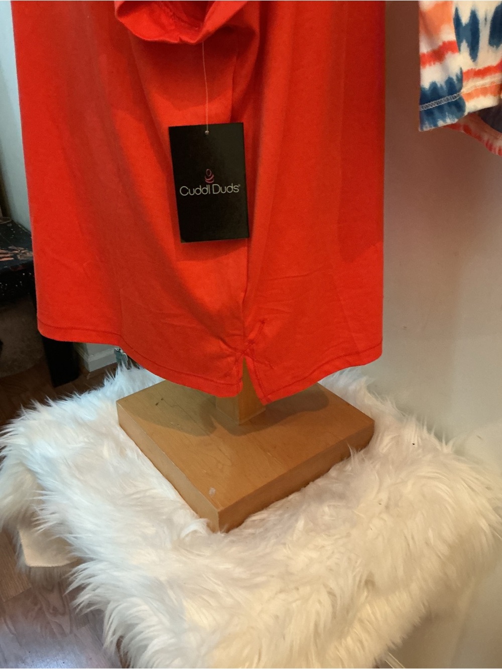 Cuddl Duds 2X Plus Size Lounge Set Coral Tie Dye Shorts Top & Matching Headband - Picture 7 of 14